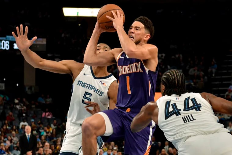 Phoenix Suns guard Devin Booker has scored 30-plus points in four straight games against the Sixers.