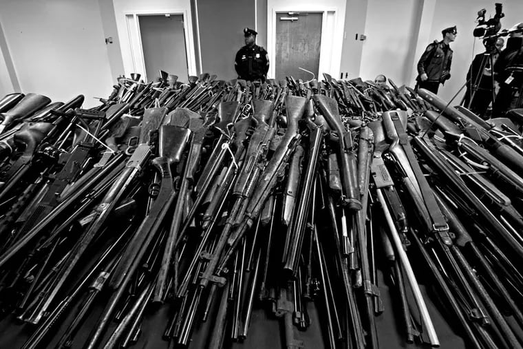 Rifles that were turned in during a 2012 gun buyback program in Camden, N.J.