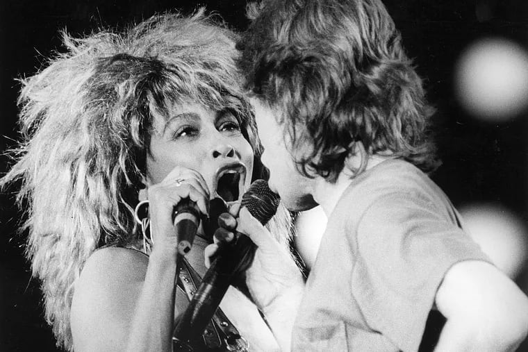 Tina Turner & Mick Jagger perform a memorable duet near the end of the LIVE AID Concert in Philadelphia's JFK stadium on June 13, 1985.