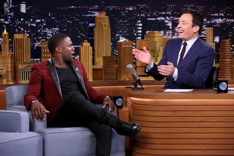 Kevin Hart with "Tonight Show" host Jimmy Fallon on Jan. y 15, 2015. Hart will cohost the show with Fallon Sept. 19