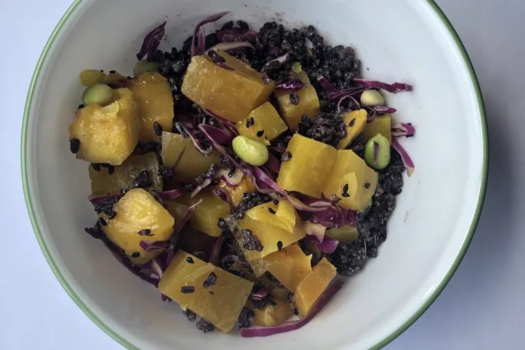 A mango and beet "poke" bowl from Snap Kitchen.