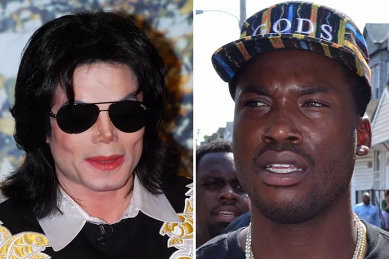 The assistant district attorney, in a motion against Meek Mill's early parole, quotes from the lyrics to the deceased pop star Michael Jackson's hit "Man in the Mirror," which includes the verse: "I'm starting with the Man in the Mirror; I'm asking him to change his ways." (FILE PHOTOS)