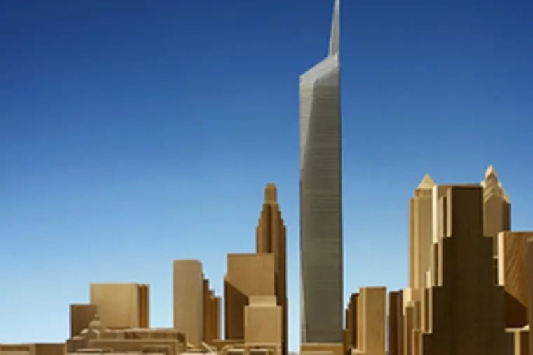 An artist's rendering for the American Commerce Center. One Liberty Place held the title of Philadelphia's tallest building for 20 years, until it was overtaken last year by the new Comcast Center.