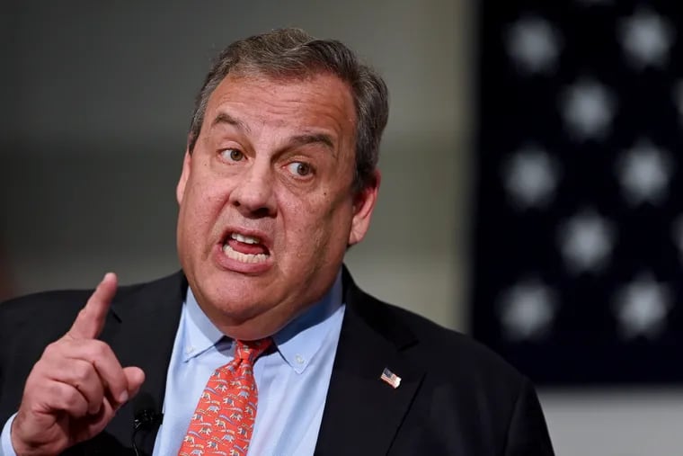 Former New Jersey Gov. Chris Christie launches his bid for the Republican nomination for president at a town hall at Saint Anselm College in Manchester, N.H., on June 6, 2023.