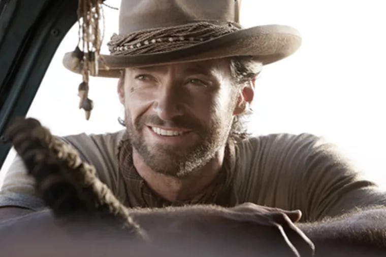 Hugh Jackman portrays the rough-hewn The Drover in the epic "Australia," which co-stars fellow Aussie Nicole Kidman and opens Wednesday. (AP Photo/James Fisher,20th Century Fox)