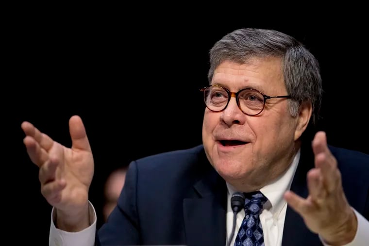 In this Jan. 15, 2019, file photo, Attorney General nominee William Barr testifies during a Senate Judiciary Committee hearing on Capitol Hill in Washington.
