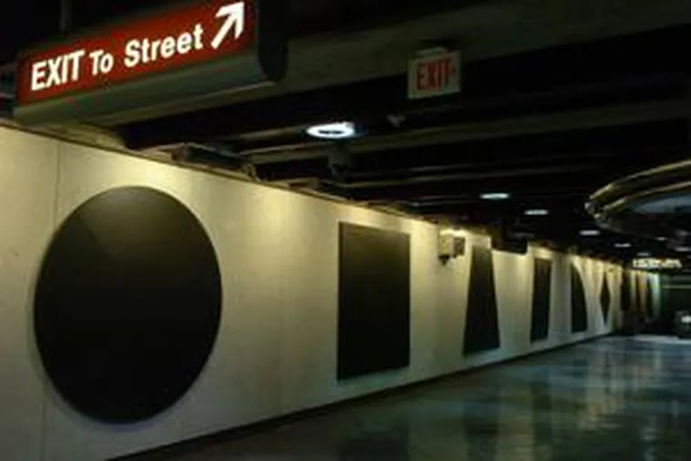 &quot;Thirteen Geometric Figures,&quot; by Sol LeWitt, a master of conceptual art, hangs at a downtown Pittsburgh subway stop.