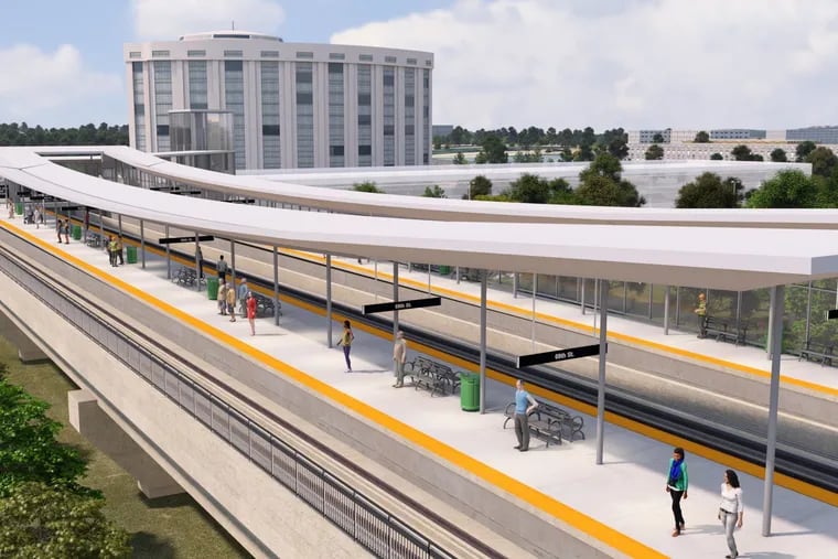 SEPTA's First and Moore Station along the proposed King of Prussia rail extension. On Thursday the agency’s board authorized spending up to $200 million to buy about 70 pieces of property and obtain easements for construction.