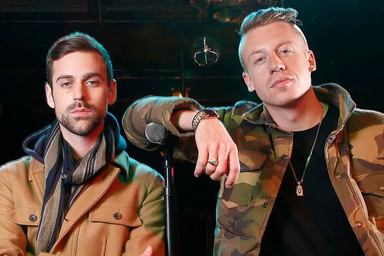 Macklemore (right) and Ryan Lewis, at the Tower Theater.