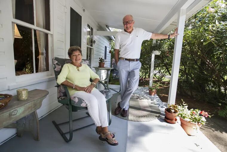 Penny Antrim (left) and partner Tip Golden on the front porch of Bon-Pen in Tobyhanna Township in the Poconos.