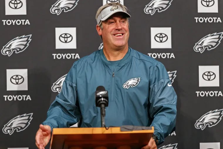 Philadelphia Eagles head coach Doug Pederson at a press conference in early September.