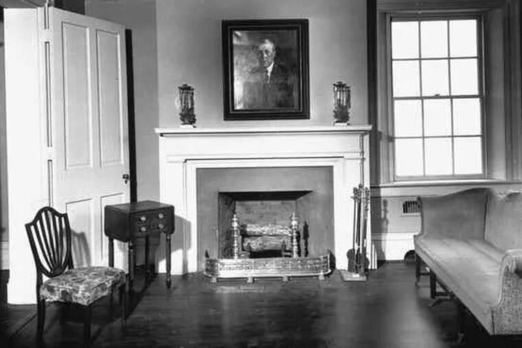 The living room of Woodrow Wilson's birthplace in Staunton in 1941. Though the president lived there only briefly as a baby, the city is proud of him.