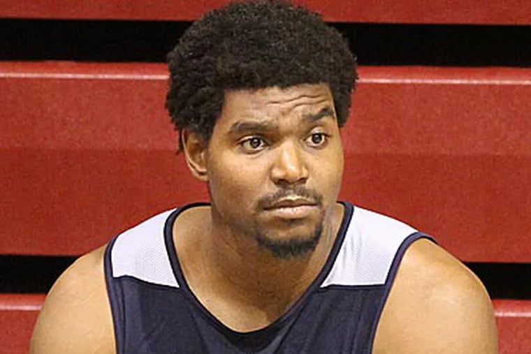 Andrew Bynum is still recovering from an ailing knee. (Charles Fox/Staff Photographer)