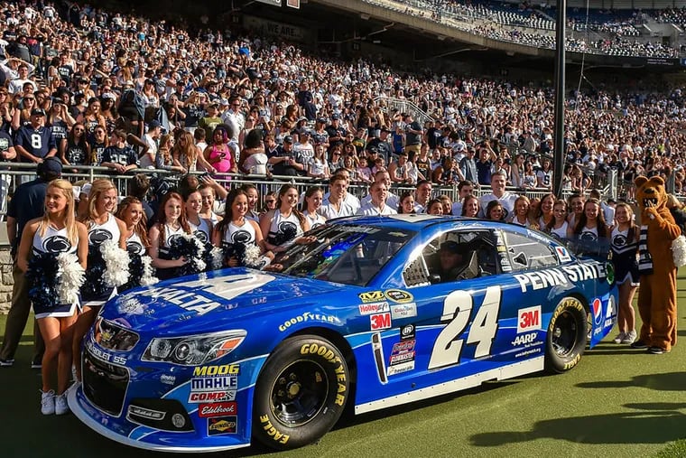 Jeff Gordon with his number 24 car unveiled in State College. (File photo)