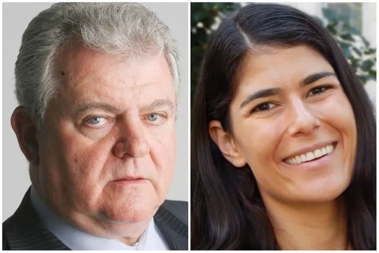 Ali Perelman (right) is the executive director of Philadelphia 3.0, a reform group that held workshops over the past year to teach newcomers to run for committee person. U.S. Rep. Bob Brady (left) leads the Democratic Party.