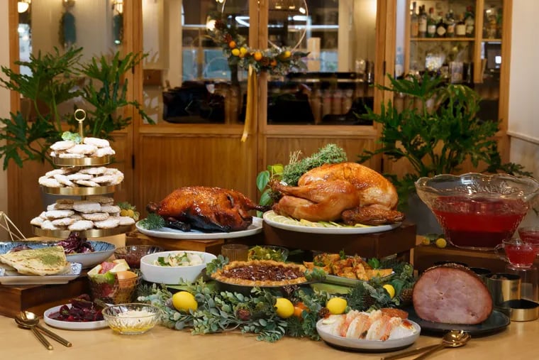 A Christmas feast prepared by chefs Jennifer Carroll and Billy Riddle at Spice Finch in Philadelphia.