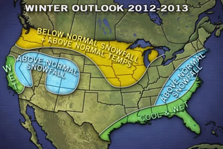 AccuWeather.com's winter outlook map calls for a snowy season ahead.