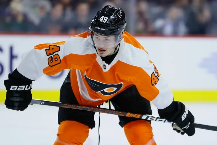 Joel Farabee had 14-plus productive minutes on Saturday, registering a goal and an assist while filling in for Jake Voracek on the Flyers' top line.