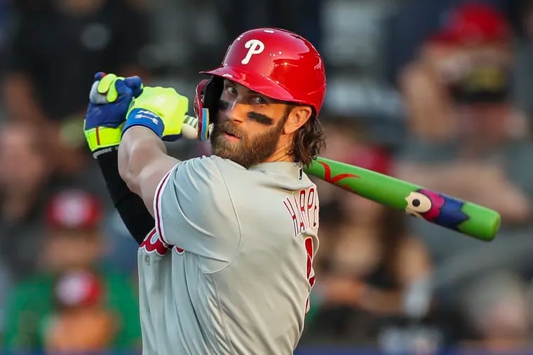 Phillies slugger Bryce Harper recorded the opening to tonight's Eagles-Cowboys game on NBC's "Sunday Night Football."