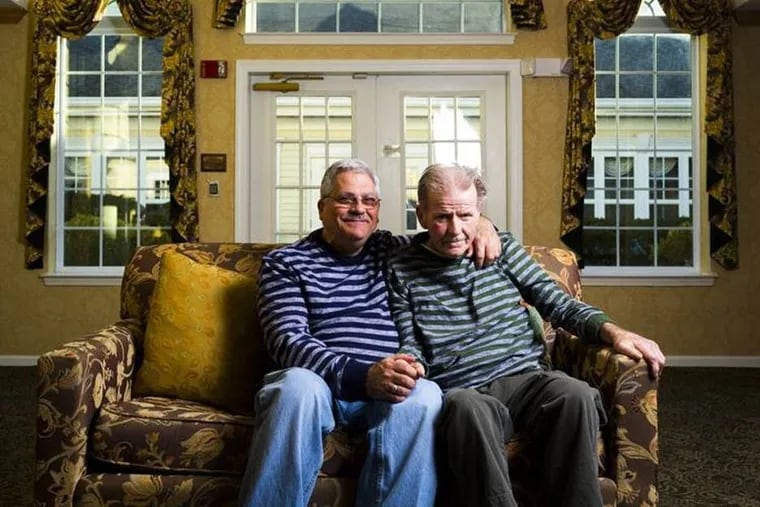 Anthony Iero (left) cared for his partner of 34 years, Paul Meyers, before he died of Alzheimer’s in a Philadelphia nursing home. Now Iero is an activist against the disease.