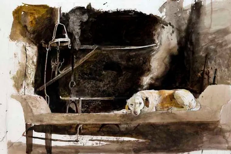 from the exhibition “Ides of March” at the Brandywine River Museum through May 19.“Ides of March Study,” watercolor on paper, 1974. (c) Andrew Wyeth. The Andrew and Betsy Wyeth Collection.