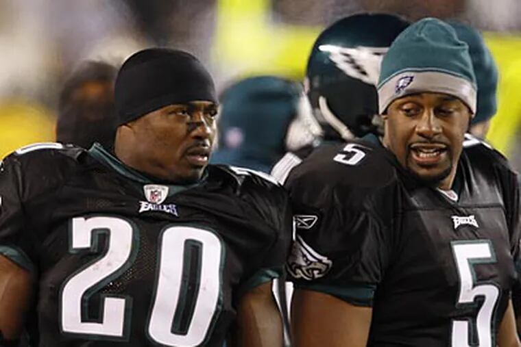 Brian Dawkins and Donovan McNabb are two of the six Eagles who have been with the team for all five NFC championship games in the Andy Reid era. (David Maialetti/Staff file photo)