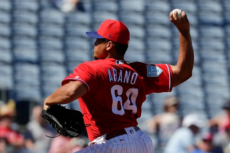 Reliever Victor Arano has been out since April 20 with inflammation in his right elbow.