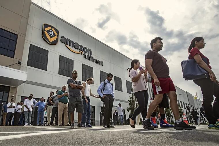 Thousands line up for Amazon jobs in Robbinsville, N.J.