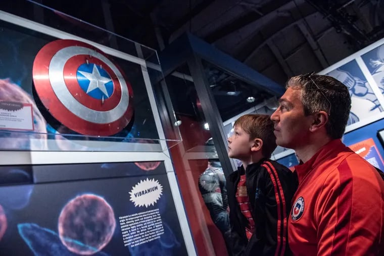Captain America's shield will be on display at the Franklin Institute's Marvel: Universe of Super Heroes exhibit, which opens April 13, 2019.