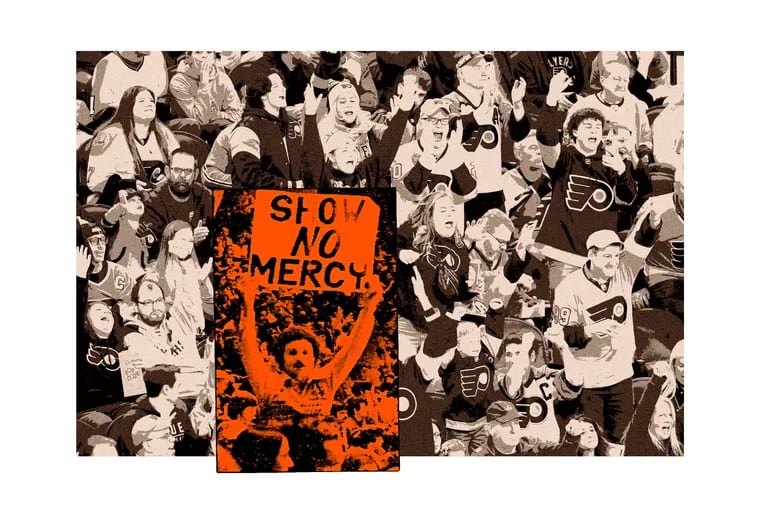 The Flyers' "Sign Man," Dave Leonardi has migrated from the second row at the Spectrum to the second row at the Wells Fargo Center, a link back to those golden years.