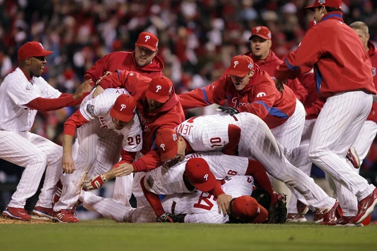 The celebration after the Phillies won the World Series in 2008.
