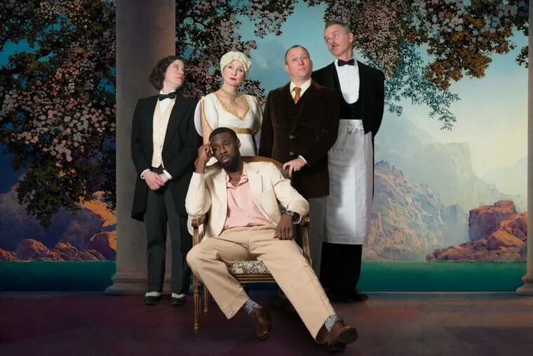 Ashton Carter (seated) and (left to right:) Corinna Burns, Tina Brock, Bob Schmidt, and Paul McElwee in “Time Remembered,” through March 4 at the Walnut Street Theatre Studio 5.