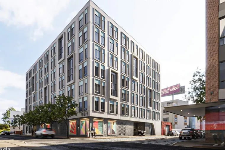 A rendering of the 96-unit apartment building proposed for Front Street in Northern Liberties.