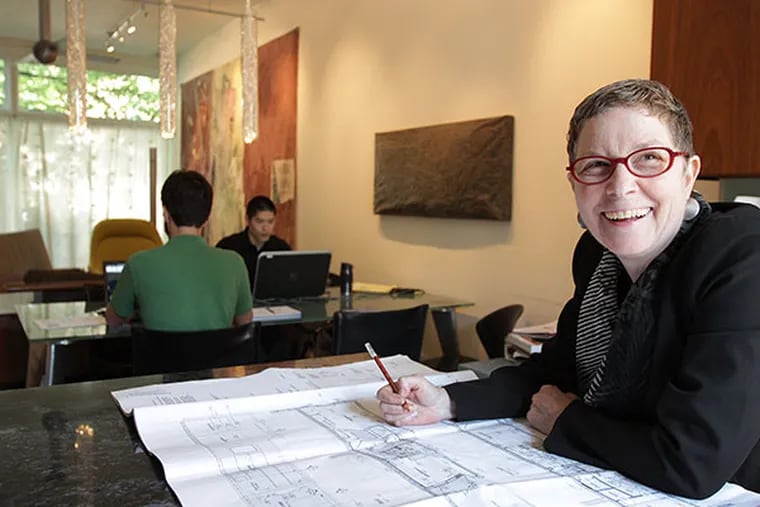 Architect Laura Blau, who co-founded BluPath Design in 2003, a full-service architecture and sustainable design firm, is pictured at her home and business in Philadelphia on May 6, 2014. ( DAVID MAIALETTI / Staff Photographer )