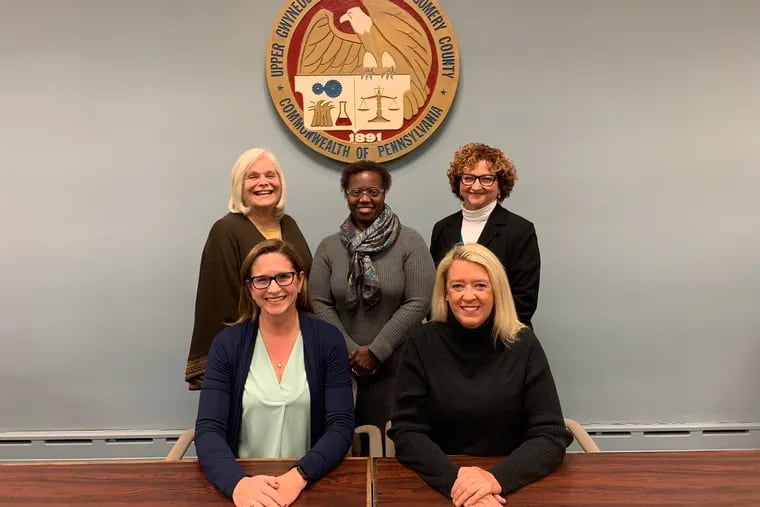 In January, the Upper Gwynedd Township Board of Commissioners will consist of (clockwise from top left) Ruth Damsker, Katherine Carter, Martha Simelaro, Liz McNaney, and Denise Hull.