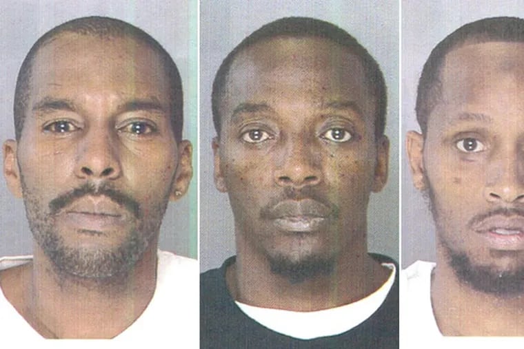 Three men charged with murder (from left): Clavond Gallot, accused of killing his baby son; Craig Artis, accused of killing his mother; and Devine Morris, accused of killing a fellow barber.