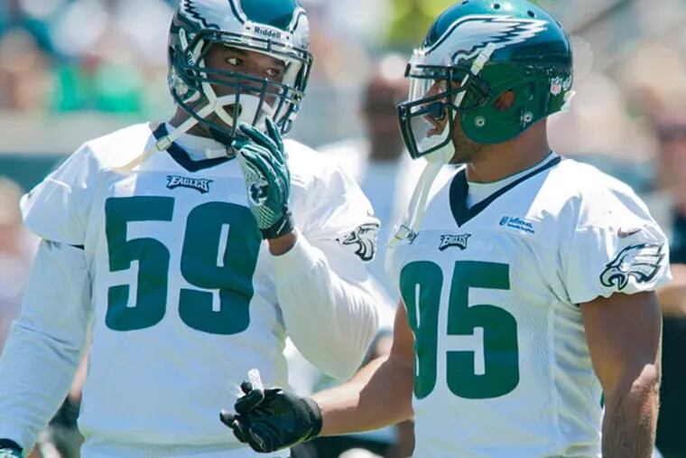 Eagles linebackers DeMeco Ryans and Mychal Kendricks. (Clem Murray/Staff Photographer)