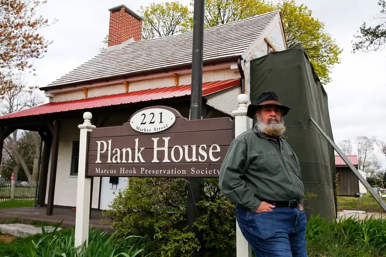 Michael Manerchia in stands on the property of the Plank House in Marcus Hook.