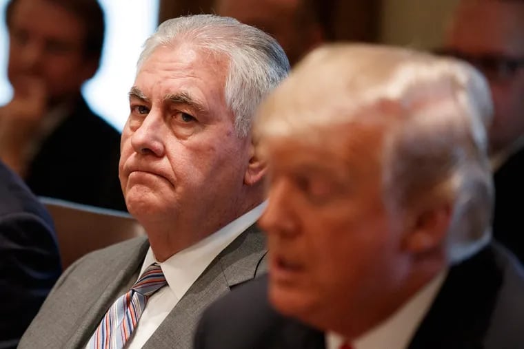 Secretary of State Rex Tillerson during a January meeting with President Trump. Tillerson has been ousted from his role at the State Department and will be replaced by current CIA Director Mike Pompeo.