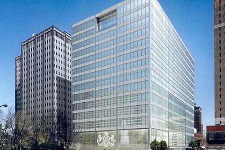 The design for the new Family Court building at 15th and Arch. (EwingCole)