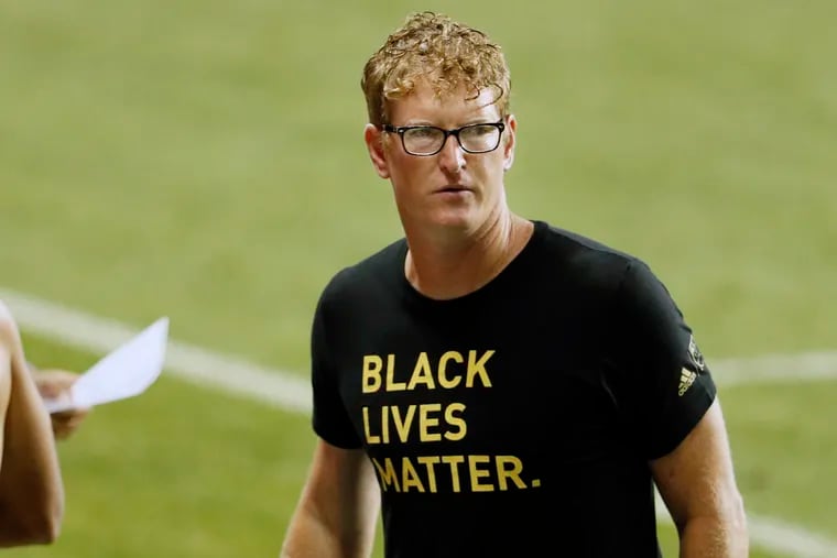 Union manager Jim Curtin has regularly worn a Black Lives Matter T-shirt during games that is designed by one of his players, midfielder Warren Creavalle.