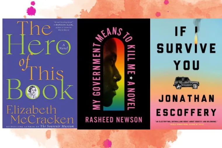 Covers for three of the year's best books: "The Hero of This Book," "My Government Means to Kill Me," and "If I Survive You."