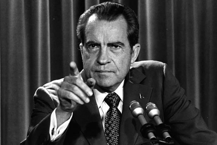 President Richard Nixon holds a White House news conference on March 15, 1973 in Washington, D.C. (AP)