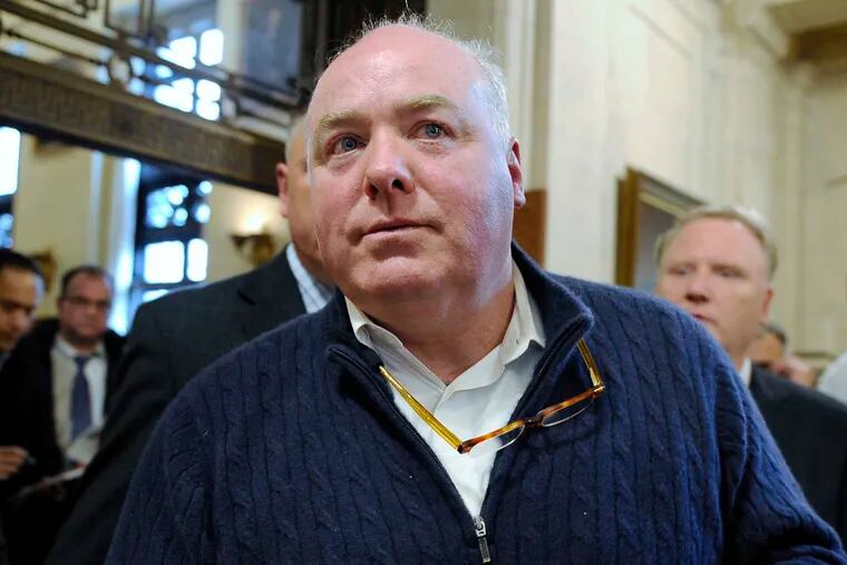 FILE - In this Feb. 24, 2016, file photo, Michael Skakel leaves the state Supreme Court after his hearing in Hartford, Conn. The Supreme Court is leaving in place a decision that vacated a murder conviction against Kennedy cousin Michael Skakel. The high court on Monday declined a request from the state of Connecticut to hear the case.  (AP Photo/Jessica Hill, File)