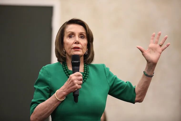 Speaker Nancy Pelosi speaks about college affordability and post-secondary career opportunities at Delaware County Community College Friday May 24, 2019. DAVID SWANSON / Staff Photographer