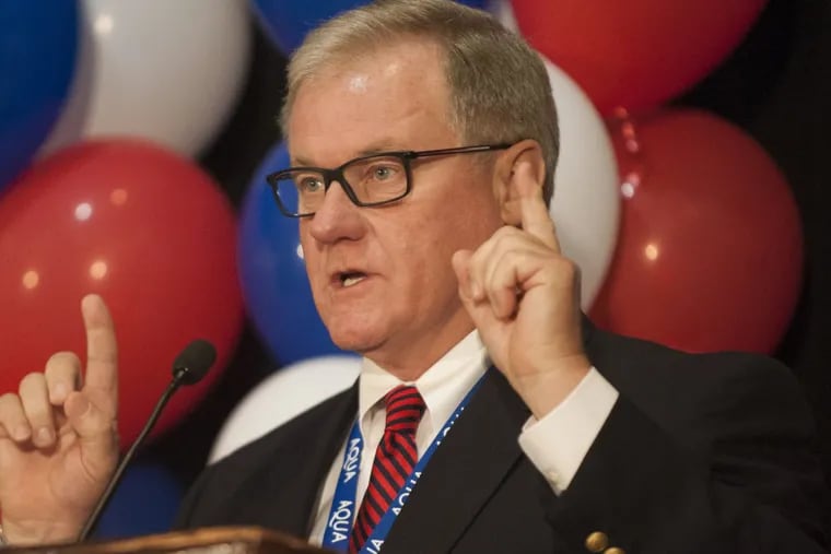 No charges will be filed against state Sen. Scott Wagner (R., York) over his confrontation in May with a campaign tracker. (MICHAEL PRONZATO / Staff)