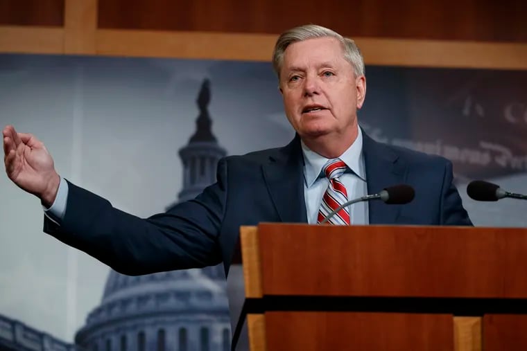 Sen. Lindsey Graham, R-SC., speaks during a news conference on Capitol Hill in Washington, Monday, March 25, 2019. (AP Photo/Carolyn Kaster)