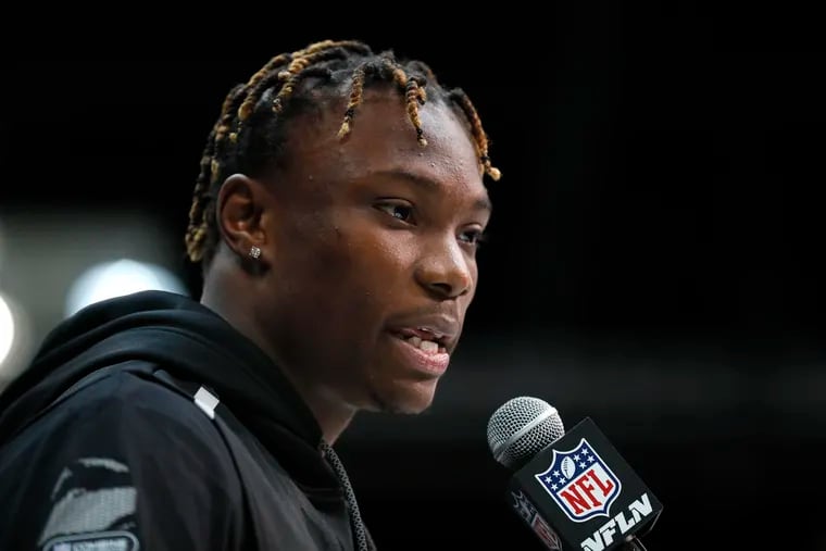 Alabama wide receiver Henry Ruggs III speaks during a press conference at the NFL football scouting combine in Indianapolis on Feb. 25, 2020.