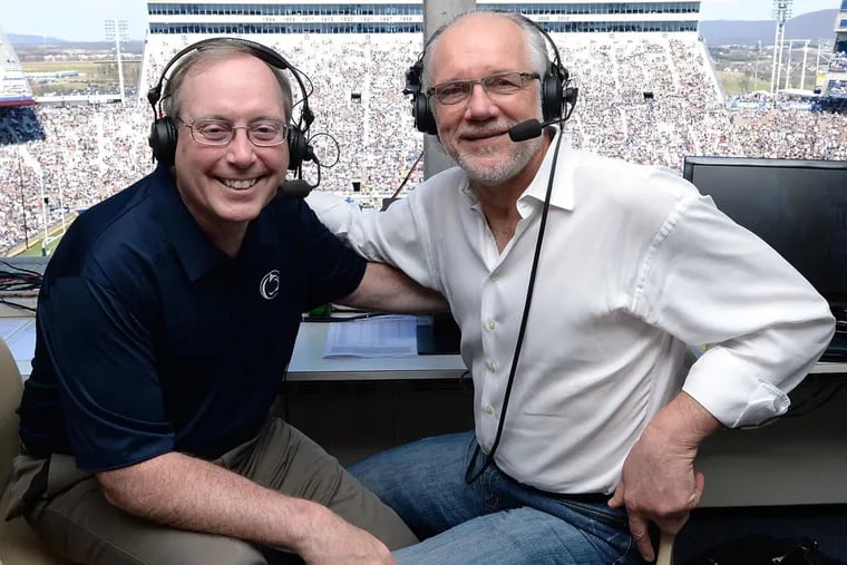 Longtime Penn State play-by-play announcer Steve Jones (left) returns for his 20th season in the booth. He'll be joined by analyst Jack Ham, a former Penn State linebacker best know for his role on the Pittsburgh Steelers' "Steel Curtain" defense of the 1970s.