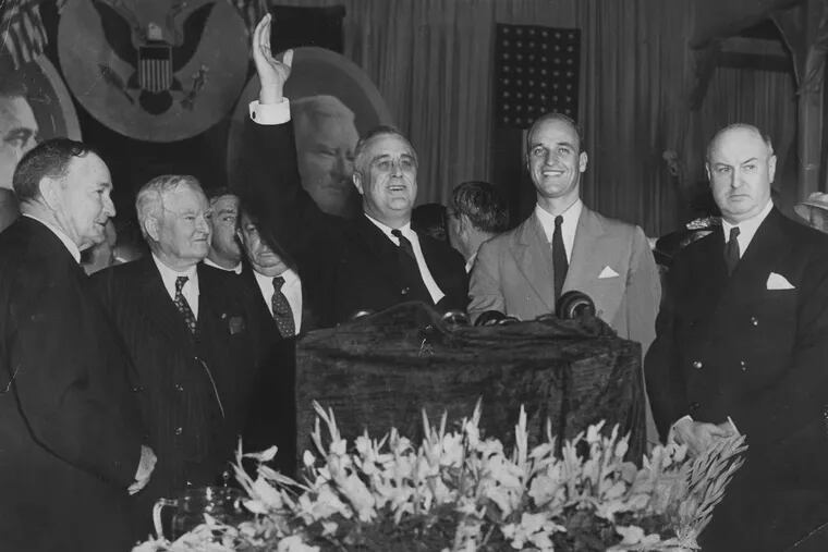President Franklin D. Roosevelt accepts the second term nomination at the Democratic National Convnetion in Philadelphia at Franklin Field in June 27, 1936.